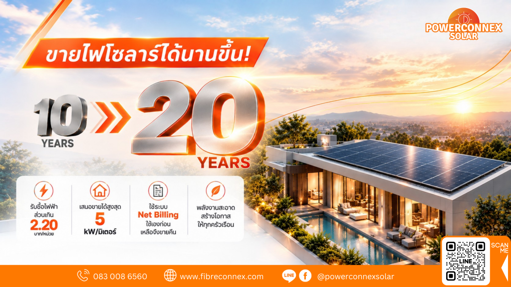 ขายไฟโซลาร์ 20 ปี โครงการโซลาร์ภาคประชาชน PowerConneX Solar